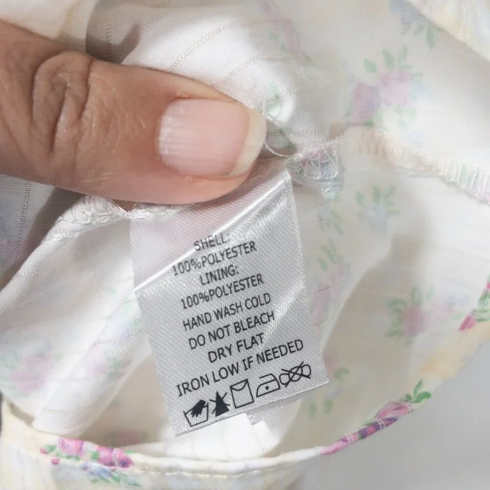 Cottage Core Peach Love Yellow and White Gingham Floral Top SZ S Puff Sleeve - Picture 13 of 13